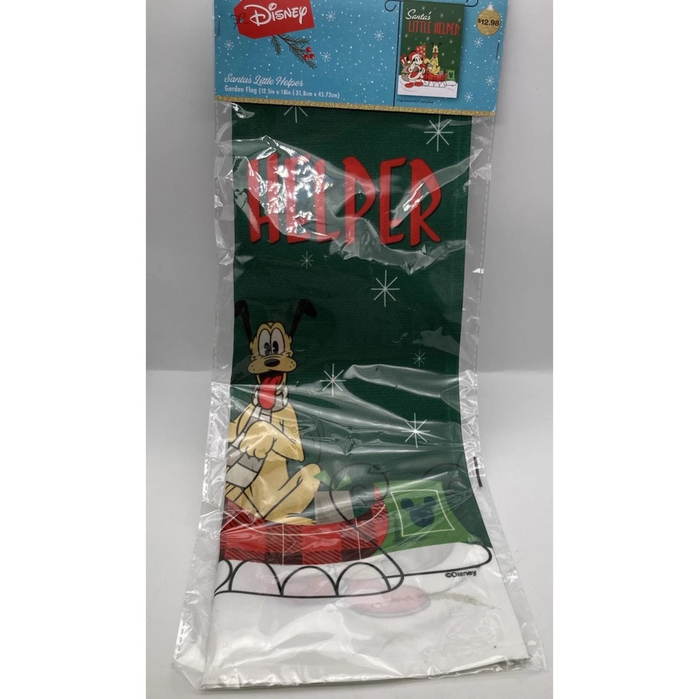 Disney 1.04-ft W x 1.5-ft H Christmas Garden Flag - Santa's Little Helper Mickey